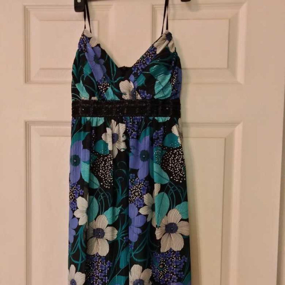 Midi Dress Blue Floral
